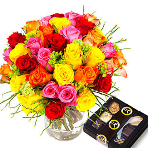 Colorful bqt-Roses/Choc