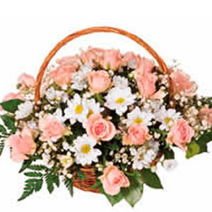 Basket of Pink Roses