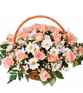 Basket of Pink Roses