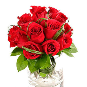 12 Stems Roses with Vase