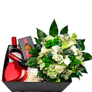 Gift Box w/Bqt, Lime/Gree