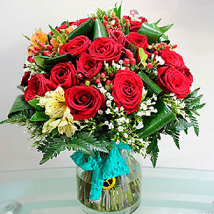 Red roses & seasonal flow