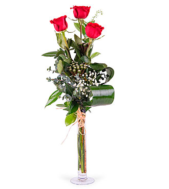 3 Long-stemmed Red Roses